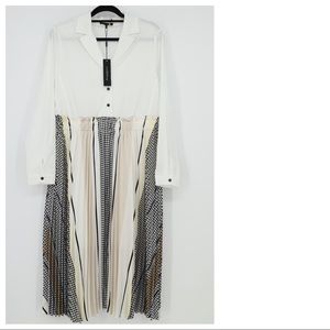 DONNA KARAN DRESS SHIRT TOP PLEATED BOTTOM‎